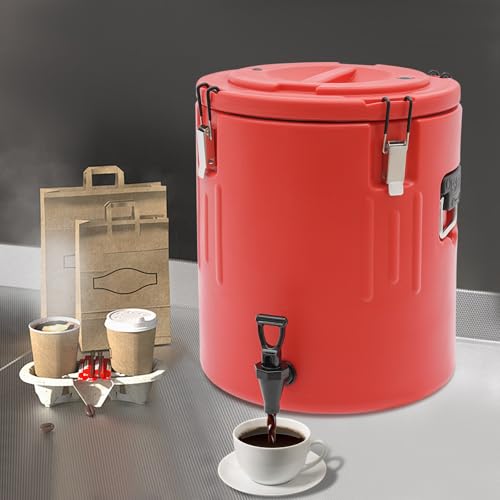 KONGKUNI Insulated Beverage Dispenser, Ice and Hot Drink Dispenser with Stainless Steel Interior & Spout, Hot Water Drink ...