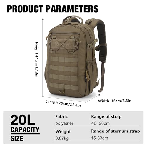 Mardingtop Military Tactical Backpack for Men 20L Molle Rucksack EDC Daypack for Hiking,Travel,Camping, Hunting