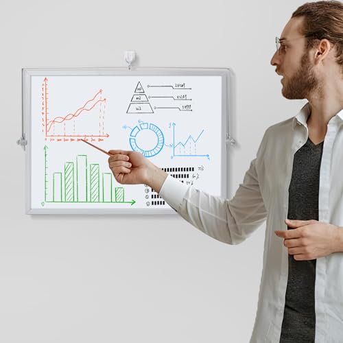 Dry Erase Magnetic White Board, 16" x 12",Double-Sided Desktop Whiteboard with Stand, Portable Magnetic Tabletop Erase Boa...