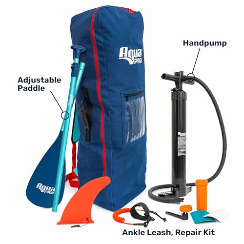 Aqua PRO Halcyon Sport Inflatable Stand-Up Paddleboard iSUP, Standard Design with Non-Slip EVA Deck, Includes Paddle, Ankl...