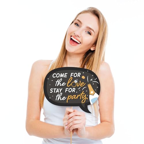 Photo Booth Props Kit for Engagement Party - 10-Piece Speech Bubble and Arrow Set, Premium Cardstock Photo Props with Asse...