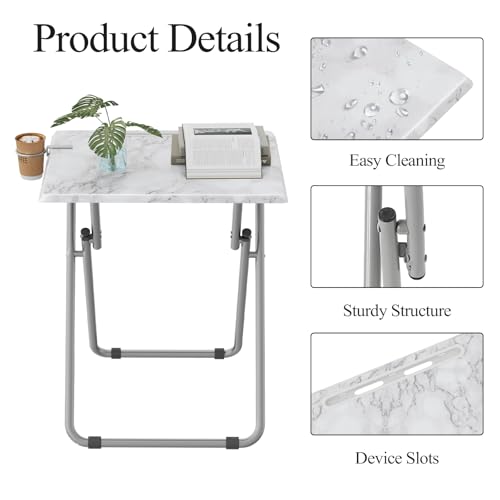 Folding TV Tray Tables, TV Dinner Trays for Eating, Portable Tv Trays with Cup Holder, Folding Tray Side Table, Foldable S...