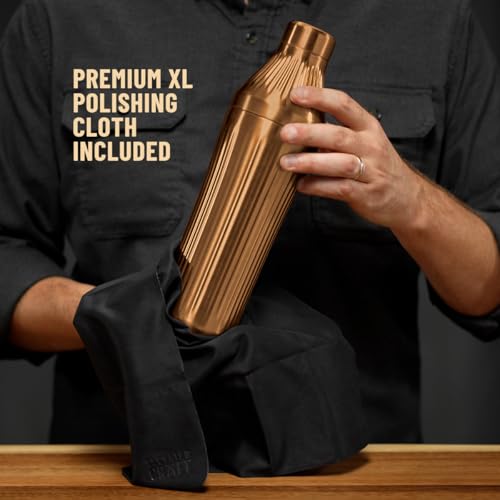 Elevated Craft Diamond Edition Hybrid Cocktail Shaker Set - Premium Vacuum Insulated Brushed Copper, 28 oz, Includes Buil...