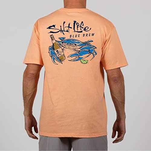 Salt Life Mens Blue Brew Crab Short Sleeve Classic Fit Shirt