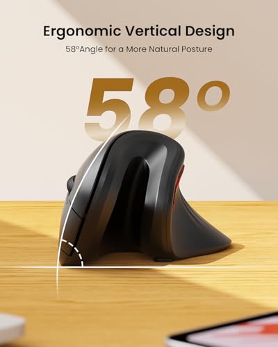 seenda Ergonomic Vertical Mouse with Jiggler - Bluetooth + 2.4G USB Multi Device, Wireless Ergo Mice, Jiggler Mouse Mover ...