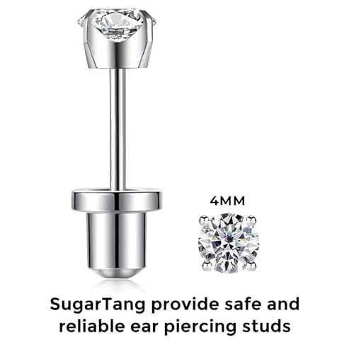 Ear Piercing Kit | Disposable Ear Piercing Gun Kit Made in 316L Surgical Stainless Steel 4mm - 4prong Cubic Zirconia | At Home Self Piercing Kit with Earrings Studs