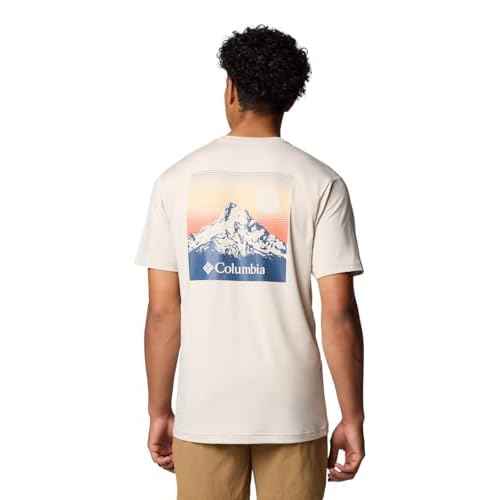 Columbia Men's Kwick Hike Back Graphic Short Sleeve Tee, Dark Stone Heather/Linear View Multi, X-Large