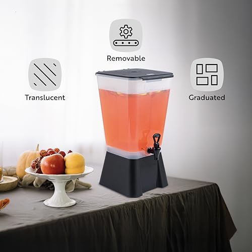 Restaurantware Bev Tek 5 Gallon Drink Dispenser 1 Dishwashable Beverage Dispenser--Detachable Tank Includes Decals Black P...