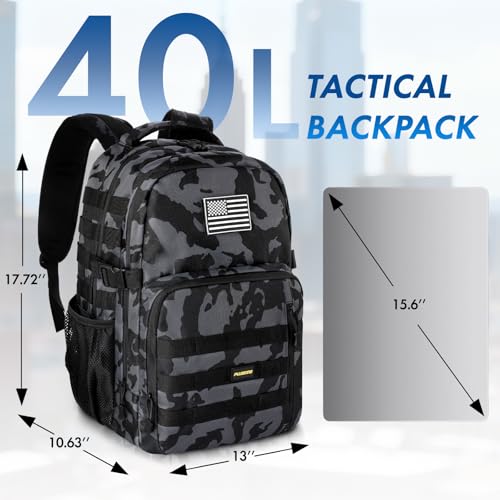 PLUSINNO Tactical Backpack, 40L Water Resistant Military Backpack, gym backpack for men, Laptop Backpack, Large MOLLE Tact...