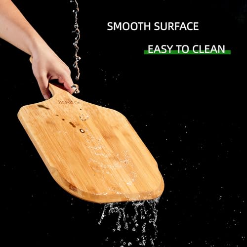 JIAFUEO Pizza Peel 12 inch, Bamboo Pizza Paddle Spatula - Wooden Serving Board, Oven Accessory for Baking Homemade, Wood C...