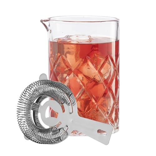 OGGI Cocktail Mixing Glass & Strainer Set - Elegant Bar Mixing Set with 16oz Glass Beaker, Essential Mixology Bartender Ki...