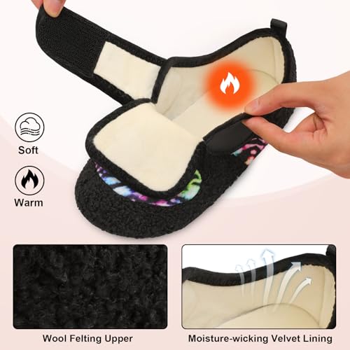 BARERUN Women Slippers Adjustable Wide Diabetic House Slippers for Women Soft-Lightweight House Shoes with Rubber Sole Ind...
