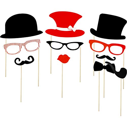 Gejoy 60 Pieces Photo Booth Props DIY Kit Graduation Funny Selfie Props Accessories for Wedding Prom Party Supplies Favors...