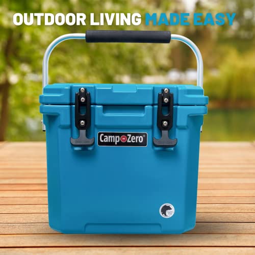 CAMP-ZERO 12 | 12.6 Qt. Premium Cooler with Molded-in Cup Holders and Folding Aluminum Handle, Turquoise (CZ12L-DT)