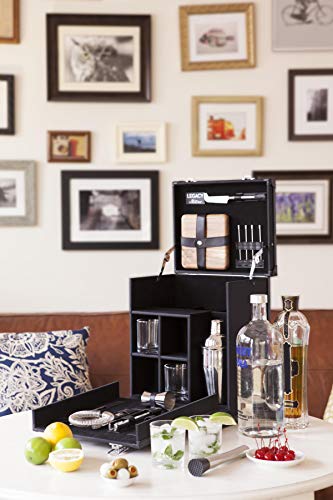 Picnic TIME Hamilton Bartender Kit, Portable Bar Case with Cocktail Shaker Set, Professional Mixology Bartender Kit Stand,...