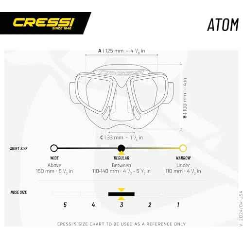 Cressi Frameless Freediving Mask with Reduced Internal Volume and Ergonomic Nose Shape - Atom: Made in Italy