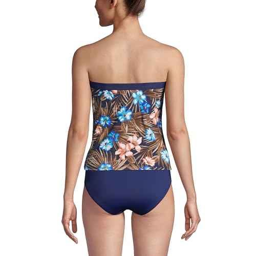 Lands' End Women's Strapless Bandeau Tankini Top Swimsuit with Removable and Adjustable Straps