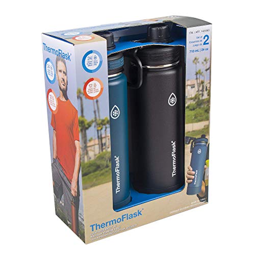 ThermoFlask Bottle with Spout Lid - Stainless Steel Water Bottles with Double-Wall Insulation & BPA-Free Spout Lids - Lea...