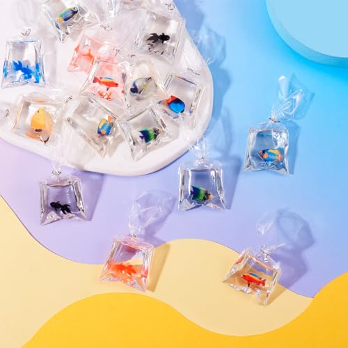 KISSITTY 24pcs Water Bag Charms Resin Fish Goldfish 12 style Pendants Dangles Decorations for DIY Necklaces Bracelets Earr...