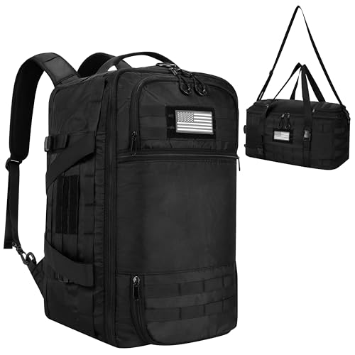 KOKKOYA 40L Military Tactical Backpack for Men 3 in 1 with MOLLE System Waterproof 600D Black Backpack for Travel Outdoor ...