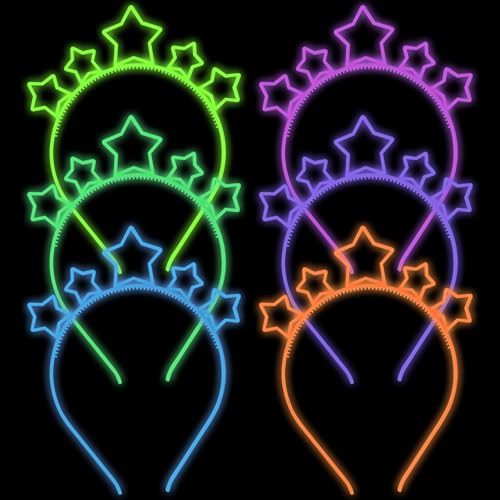 ZIRICHER Star Headband Glow In Dark,Luminous Star Plastic Hairbands with Teeth Cute Cartoon Hair Hoops for Girls Kids,Glow...