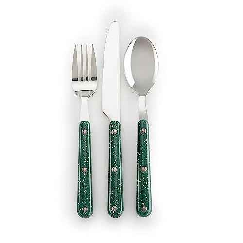 GSI Outdoors Pioneer 12 Piece Cutlery Set, Camping Flatware - Green