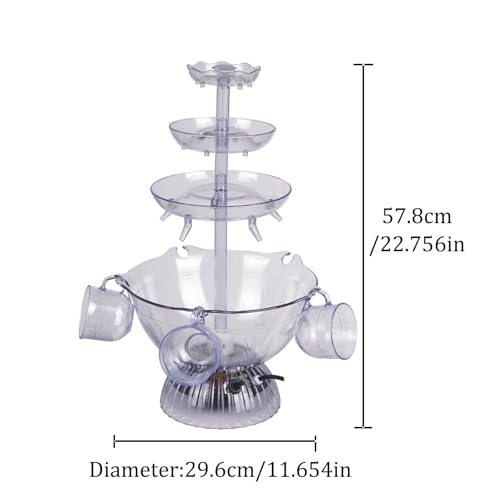 Electric Stainless Steel Champagne Fountain,3-Layer Red Wine/Juice Fountain Machine,Stainless Steel Electric Commercial Re...