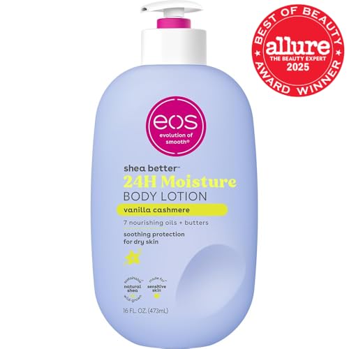 eos Shea Better Body Lotion Vanilla Cashmere, 24-Hour Moisture Skin Care, Lightweight & Non-Greasy, Natural Shea, Vegan, V...