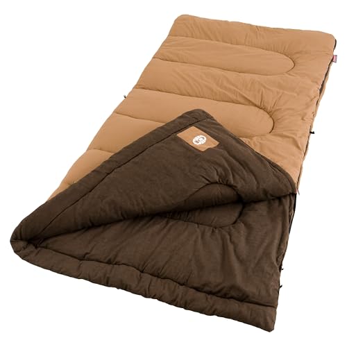 Coleman Dunnock 20°F Big ‘n Tall Sleeping Bag, Cold-Weather Sleeping Bag Fits Adults up to 6ft 4in, Machine Washable, Flan...