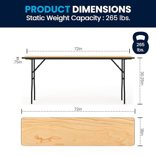 Flash Furniture Gael 6' Wood Folding Training and Event Table, Rectangular Folding Training Table with Smooth Clear Coated...