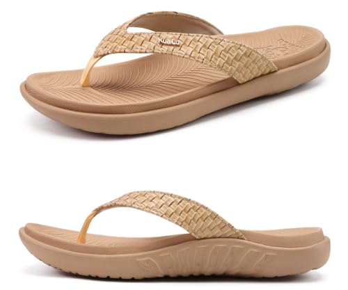 KuaiLu Womens Flip Flops Ladies Yoga Mat Comfortable Walking Thong Sandals With Plantar Fasciitis Arch Support Slip On Ind...