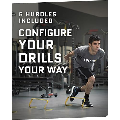 SKLZ 6X Ultra Durable Agility Hurdles - for Athletes of All Skill Levels,6pk of 6-in Tall Hurdles,Bright Yellow Color,Made of Durable, Composite Materials,Easy to Set up & Transport,Comes w/Carry Bag