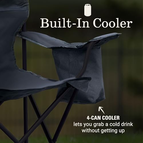 Coleman Portable Camping Chair with 4-Can Cooler, Cushioned Seat & Back with Side Pockets & Cup Holder, Carry Bag Include...