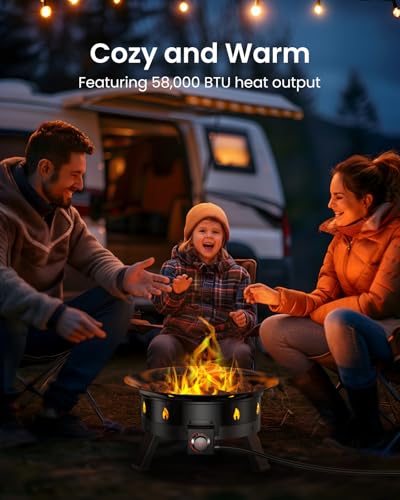 Ciays Large Propane Fire Pit 19 Inch, Gas Fire Pit with Grill Grate, Folding Legs, Hose Hooks, Propane Tank Holder, Cover...
