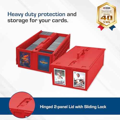 BCW Collectible Card Bin ? (2-Pack, Red) | Holds up to 1600 Cards | Plastic Storage Box for Pok?mon, MTG & Sports Cards