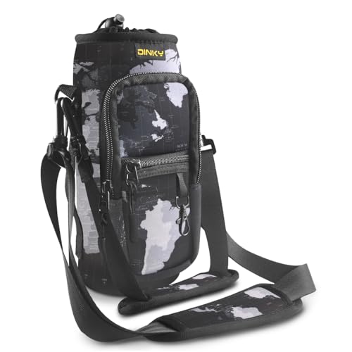 Dinky Water Bottle Carrier Bag with Adjustable Shoulder Strap - Neoprene Pouch Sleeve for Hiking, Camping and Fishing - Co...