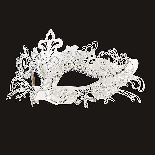 Seglorwy Womens Masquerade Mask Metal Rhinestone Venetian Halloween Christmas Evening Prom Ball Party Mask