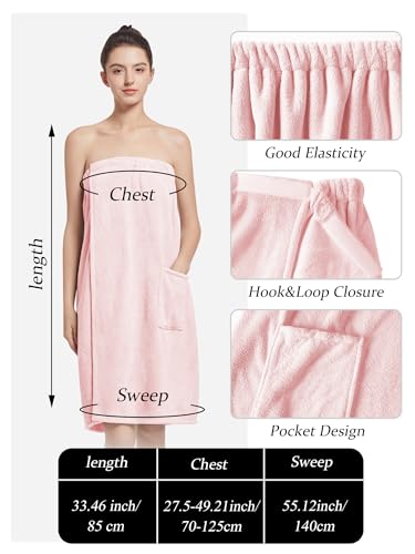 Women'S Soft Wrap Towel Full Length，Bath Robe After Shower Female Plush Long，Spa Bathrobes Lightweight With Pockets