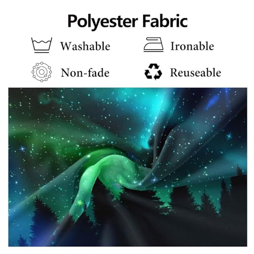 CORFOTO Fabric 7x5ft Northern Lights Photo Backdrop Norwegian Pine Trees Aurora Borealis Backgrounds Starry Stars Norway P...