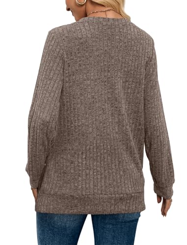 Sampeel V Neck Long Sleeve Shirts for Women Casual Fall Tops Lightweight Tunic Sweaters Fashion Clothes Loose Fit 2025