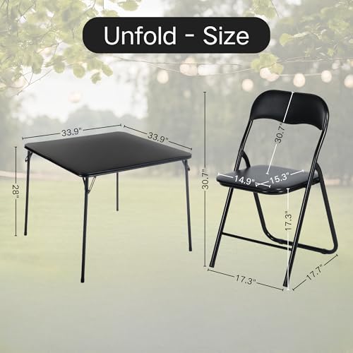 Homy Casa Folding Card Table – 33.9 Inch Square Metal Construction for Indoor & Outdoor Games and Recreation (3-Piece)