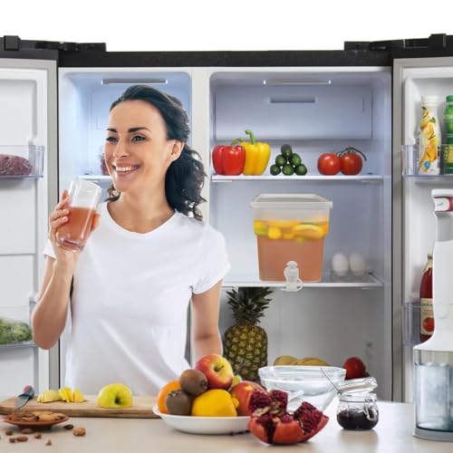 BEWBBAT 3 Pack 1.3 Gallon Fridge Drink Dispenser with Spigot, Leak-proof Plastic Beverage Drink Dispenser Refrigerator Ice...