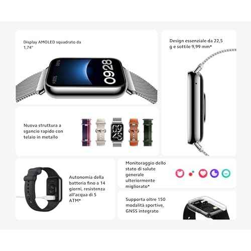 XIAOMI Smart Band 8 Pro Fitness Tracker, 1.74" AMOLED Display, Up to 20 Days Battery, 5ATM, Sleep and Heart Rate Monitoring, 150+ Training Modes, Pedometer, Black