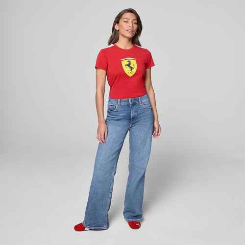 PUMA Scuderia Ferrari F1 Women's Tshirt with Large Scudetto Shield Logo - Red