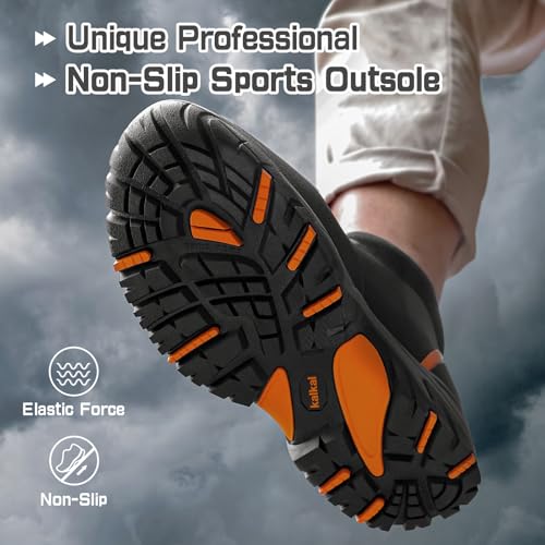 Kalkal Men's Rubber Boots, Waterproof Ankle Rain Boots, Insulated Working Booties with Comfortable Sports Sole, Outdoor Mu...
