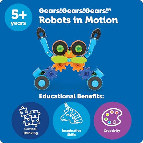 Learning Resources Gears Gears Gears Robots In Motion - Building Toys, STEM Activities, Fine Motor Skills, Toddler Constru...