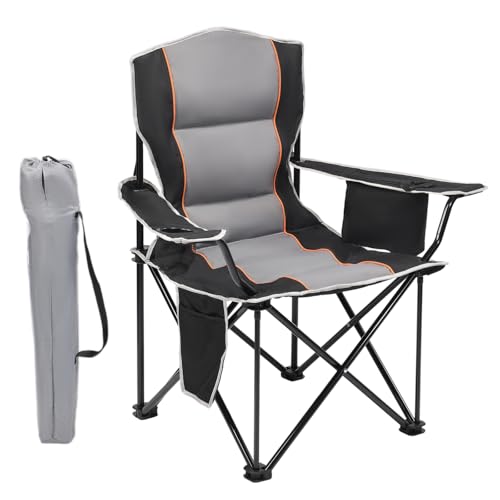 XMT Premium Padded Folding Chair, Extra Wide & Heavy Duty 450lbs Capacity, Portable Camping Chair with Insulated Cooler, C...