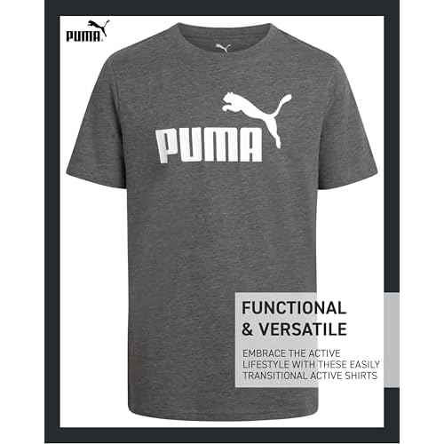 PUMA Boys T-Shirt - 2 Pack Casual Crewneck Short Sleeve Running and Gym Graphic Tee Shirts for Boys with Logo Print (S-XL)