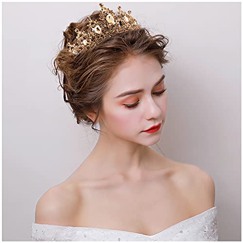SuPoo Gold Crown Queen Crowns for Women Birthday Tiara Champagne Tiara for Women Rhinestone Headband Hair Accessories Gift...