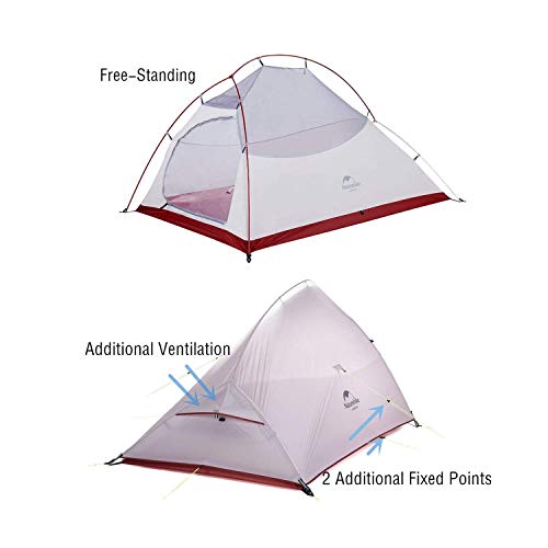 Naturehike Cloud-Up 2 Person Tent Lightweight Backpacking Tent with Footprint - Free Standing Ultralight Camping Hiking Ba...